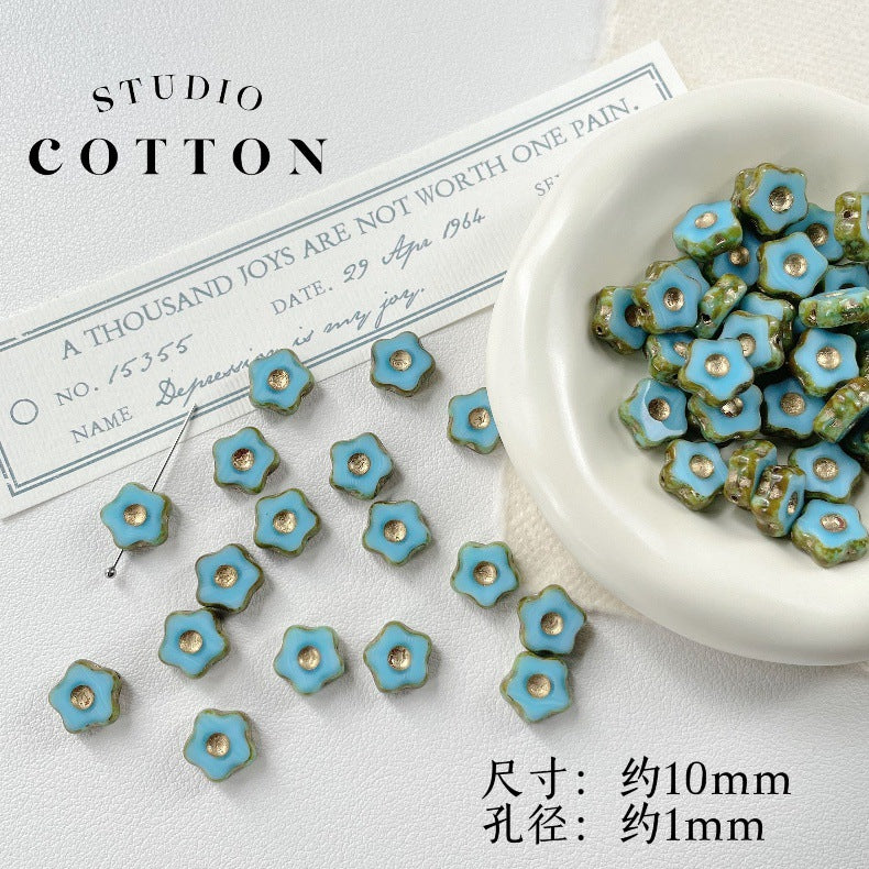 Opaque Turquoise Blue Picasso Beads DIY Handmade Materials